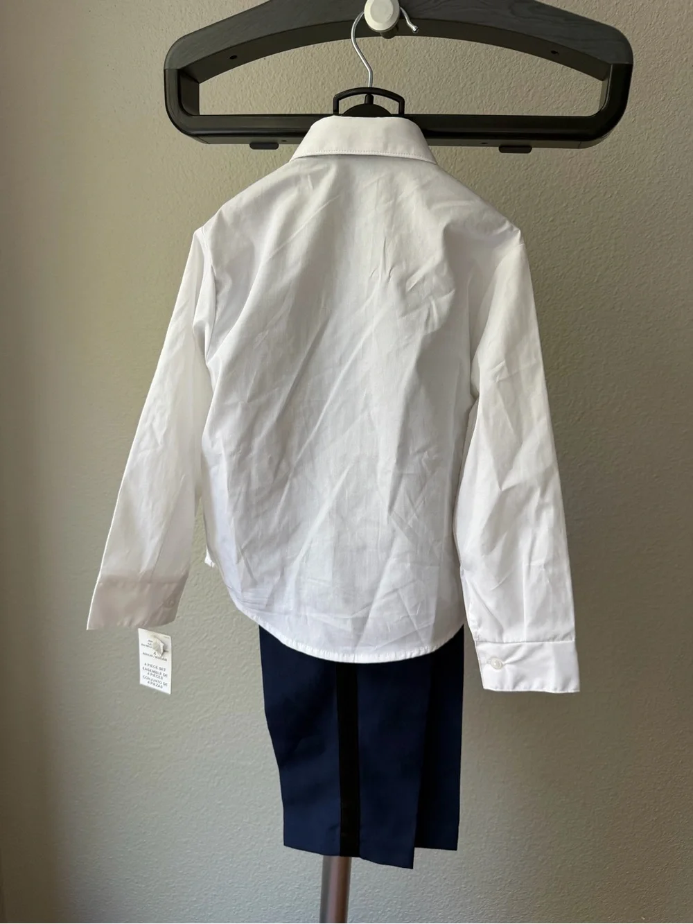 Nautica 3-Pcs Set Pleated Dress Shirt with Black Bow Tie and Navy Formal Pants 4